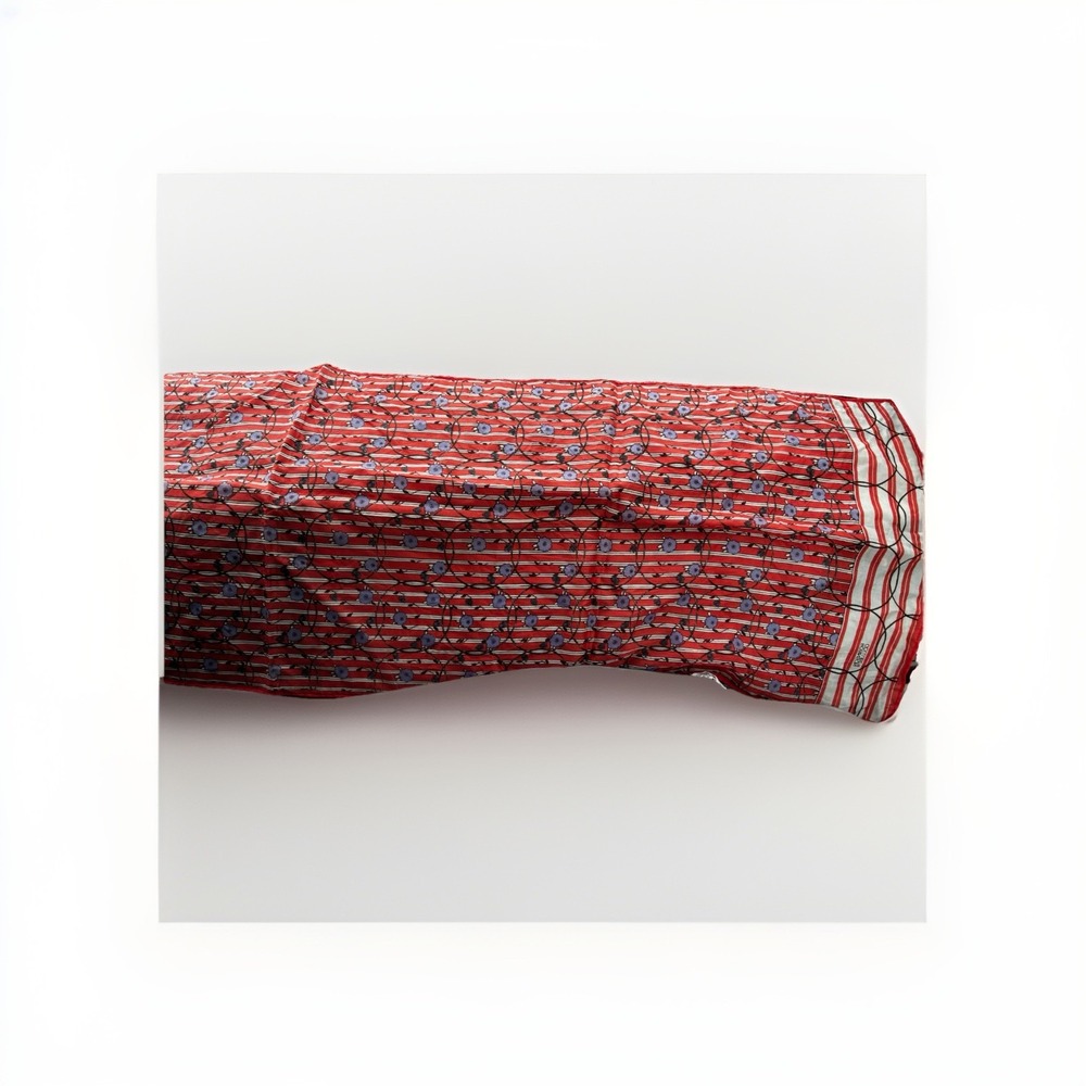 VTG Robinson Golluber‎ Scarf Red Geometric Floral Purple Blossom Rectangle 44x12